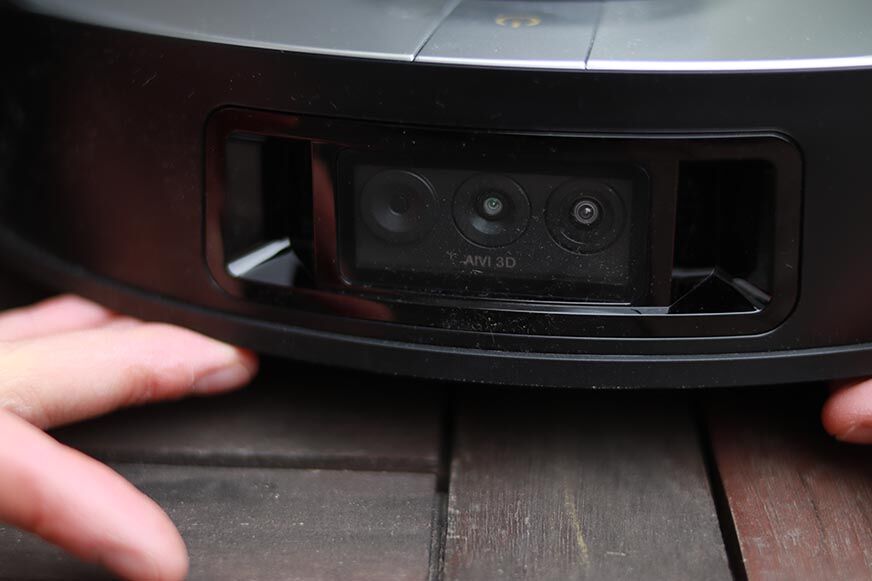 Finger is pointed at the front camera